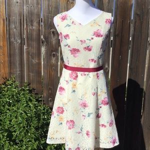 👗Be Radiance Eyelet Dress with Magenta Bow Belt